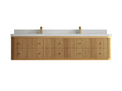 Hampton Floating Teak 84 in. W x 22 in. D Double Sink Bathroom Vanity - photo 11