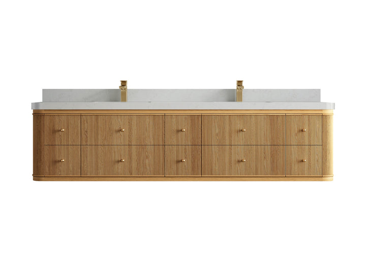 Hampton Floating Teak 84 in. W x 22 in. D Double Sink Bathroom Vanity - photo 11