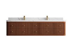 Hampton Floating Teak 84 in. W x 22 in. D Double Sink Bathroom Vanity - photo 15