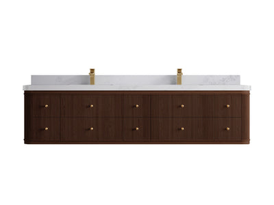 Hampton Floating Teak 84 in. W x 22 in. D Double Sink Bathroom Vanity - Willow Bath and Vanity