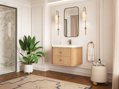 Hampton Floating White Oak 30 in. W x 22 in. D Single Sink Bathroom Vanity - photo 2