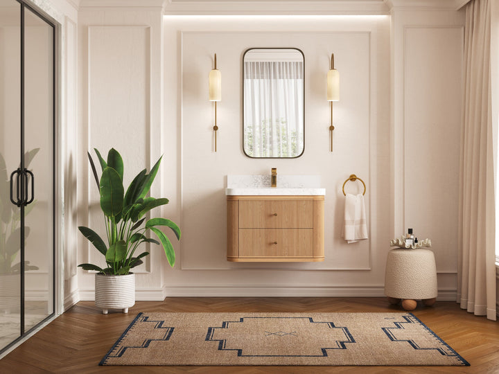 Hampton Floating White Oak 30 in. W x 22 in. D Single Sink Bathroom Vanity - photo 4