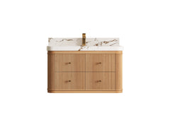 Hampton Floating White Oak 36 in. W x 22 in. D Single Sink Bathroom Vanity - photo 1
