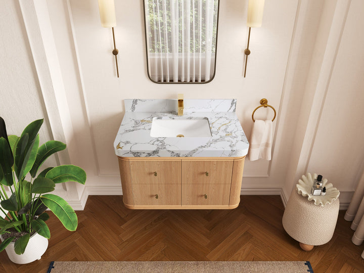 Hampton Floating White Oak 36 in. W x 22 in. D Single Sink Bathroom Vanity - photo 24
