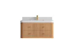 Hampton Floating White Oak 42 in. W x 22 in. D Single Sink Bathroom Vanity - photo 12