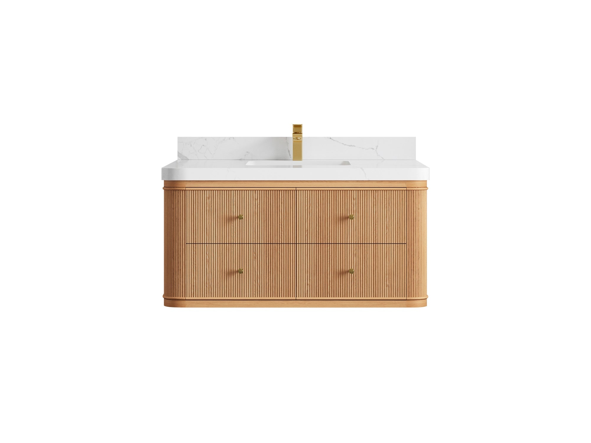 Hampton Floating White Oak 42 in. W x 22 in. D Single Sink Bathroom Vanity - Willow Bath and Vanity
