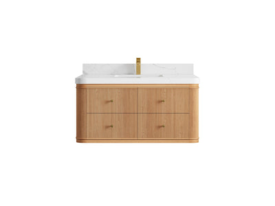 Hampton Floating White Oak 42 in. W x 22 in. D Single Sink Bathroom Vanity - Willow Bath and Vanity