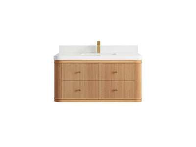 Hampton Floating White Oak 42 in. W x 22 in. D Single Sink Bathroom Vanity - Willow Bath and Vanity