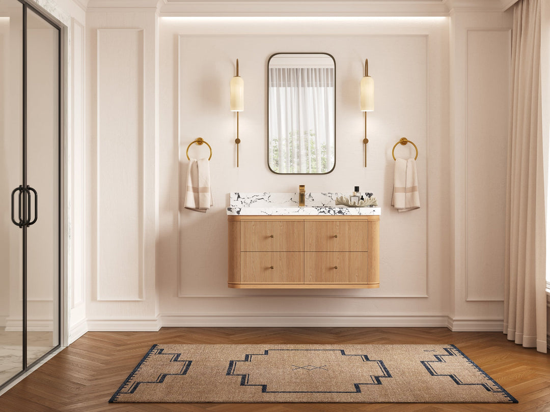 Hampton Floating White Oak 42 in. W x 22 in. D Single Sink Bathroom Vanity - Willow Bath and Vanity