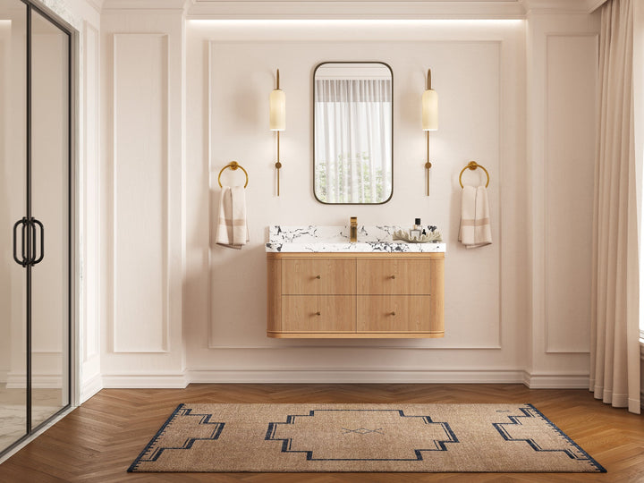 Hampton Floating White Oak 42 in. W x 22 in. D Single Sink Bathroom Vanity - photo 4