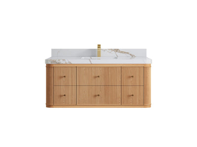 Hampton Floating White Oak 48 in. W x 22 in. D Single Sink Bathroom Vanity - Willow Bath and Vanity