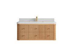 Hampton Floating White Oak 48 in. W x 22 in. D Single Sink Bathroom Vanity - photo 12
