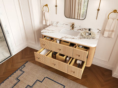 Hampton Floating White Oak 48 in. W x 22 in. D Single Sink Bathroom Vanity - photo 3
