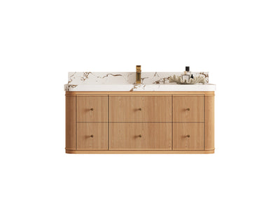 Hampton Floating White Oak 48 in. W x 22 in. D Single Sink Bathroom Vanity - Willow Bath and Vanity