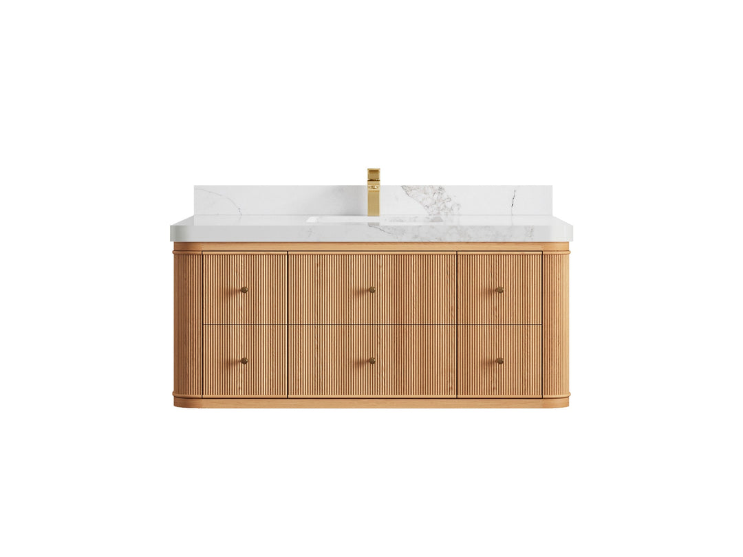 Hampton Floating White Oak 48 in. W x 22 in. D Single Sink Bathroom Vanity - Willow Bath and Vanity