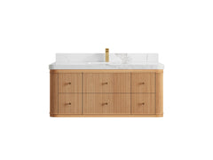 Hampton Floating White Oak 48 in. W x 22 in. D Single Sink Bathroom Vanity - photo 18