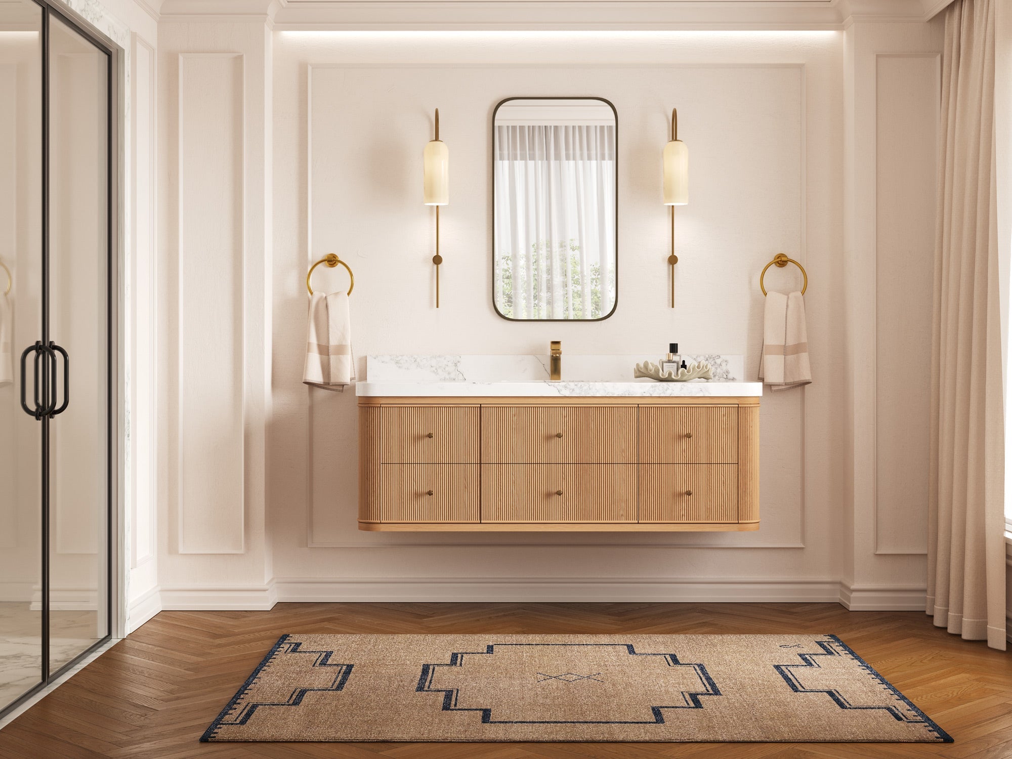 Hampton Floating White Oak 60 in. W x 22 in. D Single Sink Bathroom Vanity - Willow Bath and Vanity