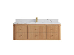 Hampton Floating White Oak 60 in. W x 22 in. D Single Sink Bathroom Vanity - photo 14