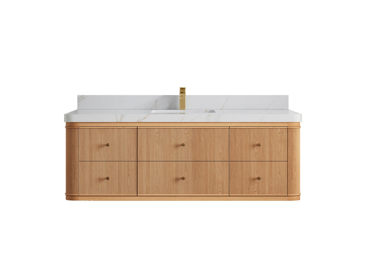 Hampton Floating White Oak 60 in. W x 22 in. D Single Sink Bathroom Vanity - photo 21