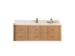 Hampton Floating White Oak 60 in. W x 22 in. D Single Sink Bathroom Vanity - photo 1