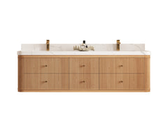 Hampton Floating White Oak 72 in. W x 22 in. D Double Sink Bathroom Vanity - photo 1