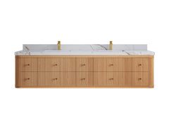 Hampton Floating White Oak 84 in. W x 22 in. D Double Sink Bathroom Vanity - photo 14