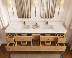 Hampton Floating White Oak 84 in. W x 22 in. D Double Sink Bathroom Vanity - photo 5