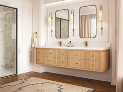 Hampton Floating White Oak 84 in. W x 22 in. D Double Sink Bathroom Vanity - photo 2