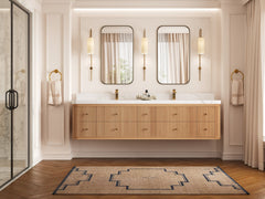 Hampton Floating White Oak 84 in. W x 22 in. D Double Sink Bathroom Vanity - photo 4