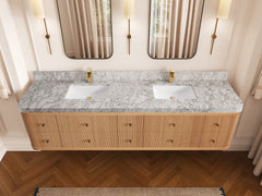 Hampton Floating White Oak 84 in. W x 22 in. D Double Sink Bathroom Vanity - photo 9