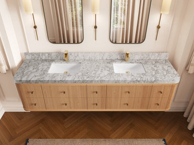 Hampton Floating White Oak 84 in. W x 22 in. D Double Sink Bathroom Vanity - Willow Bath and Vanity