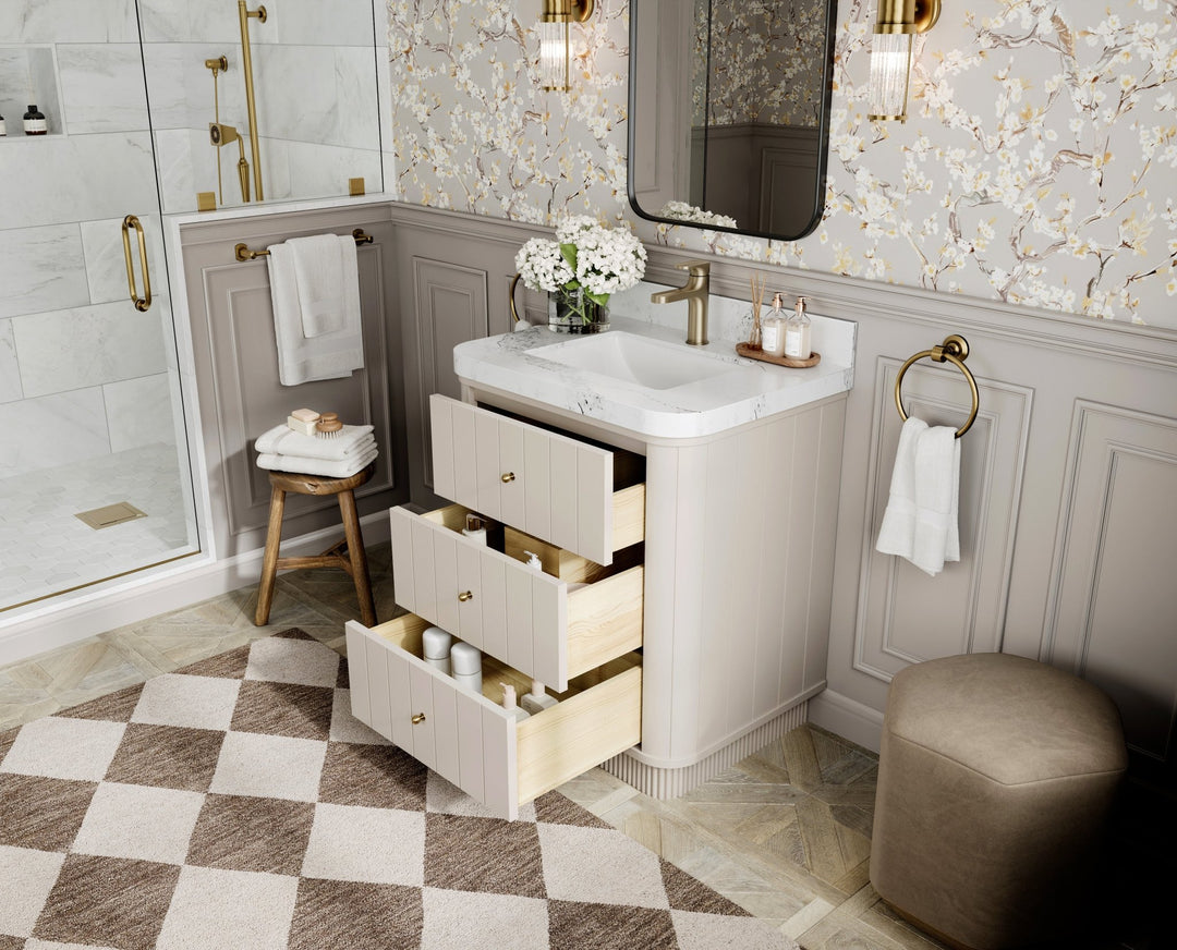 Houston 30 in. W x 22 in. D Free Standing Curved Edge Single Sink Bathroom Vanity - Willow Bath and Vanity