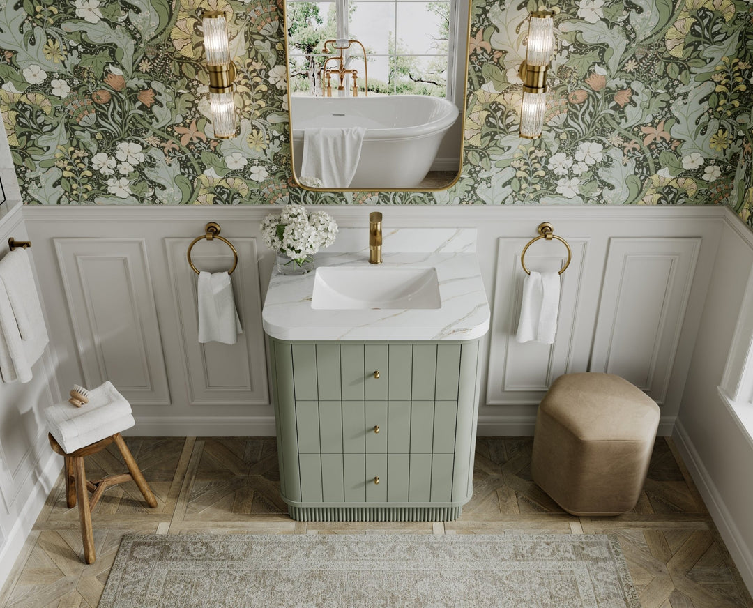 Houston 30 in. W x 22 in. D Free Standing Curved Edge Single Sink Bathroom Vanity - Willow Bath and Vanity