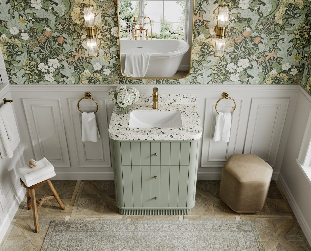 Houston 30 in. W x 22 in. D Free Standing Curved Edge Single Sink Bathroom Vanity - Willow Bath and Vanity
