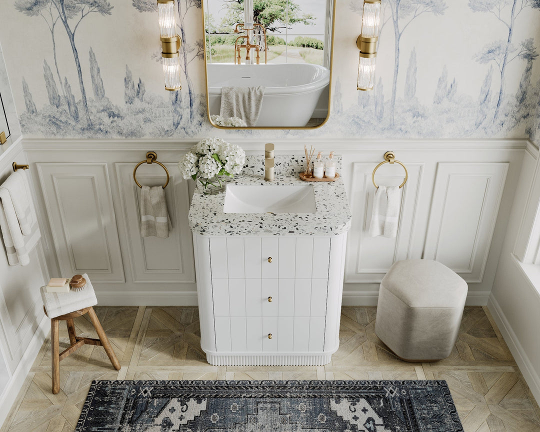 Houston 30 in. W x 22 in. D Free Standing Curved Edge Single Sink Bathroom Vanity - Willow Bath and Vanity