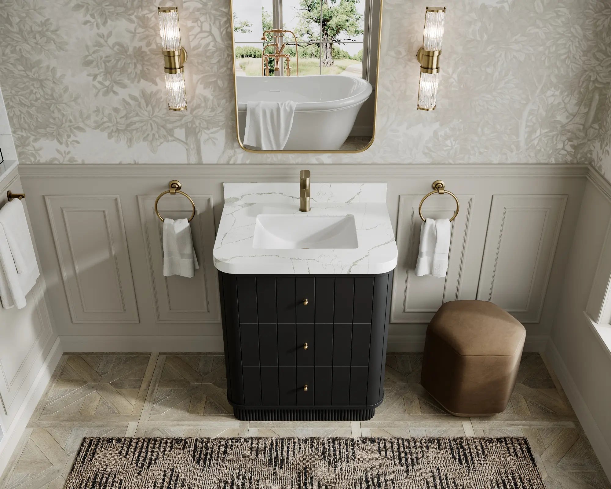 Houston 30 in. W x 22 in. D Free Standing Curved Edge Single Sink Bathroom Vanity - Willow Bath and Vanity