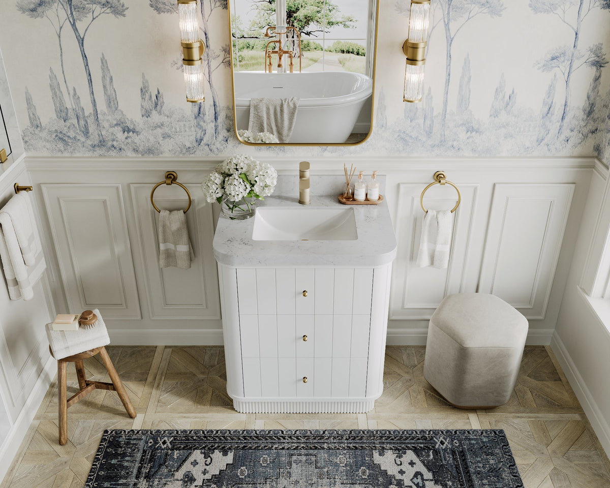 Houston 30 in. W x 22 in. D Free Standing Curved Edge Single Sink Bathroom Vanity - Willow Bath and Vanity