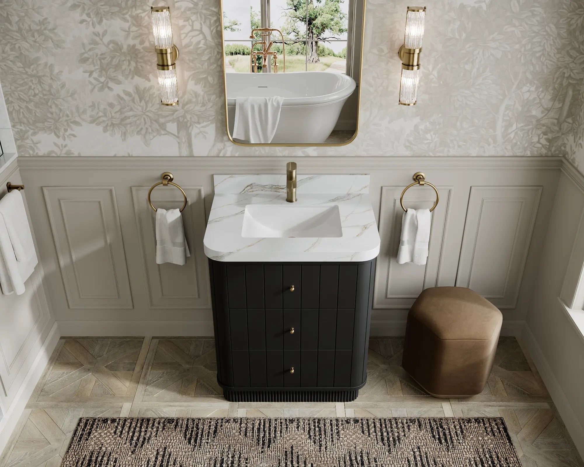 Houston 30 in. W x 22 in. D Free Standing Curved Edge Single Sink Bathroom Vanity - Willow Bath and Vanity