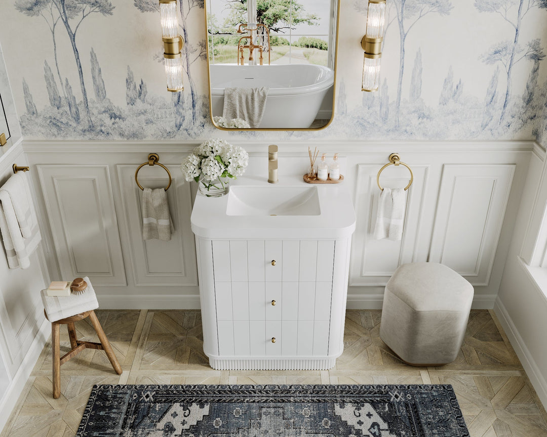 Houston 30 in. W x 22 in. D Free Standing Curved Edge Single Sink Bathroom Vanity - Willow Bath and Vanity