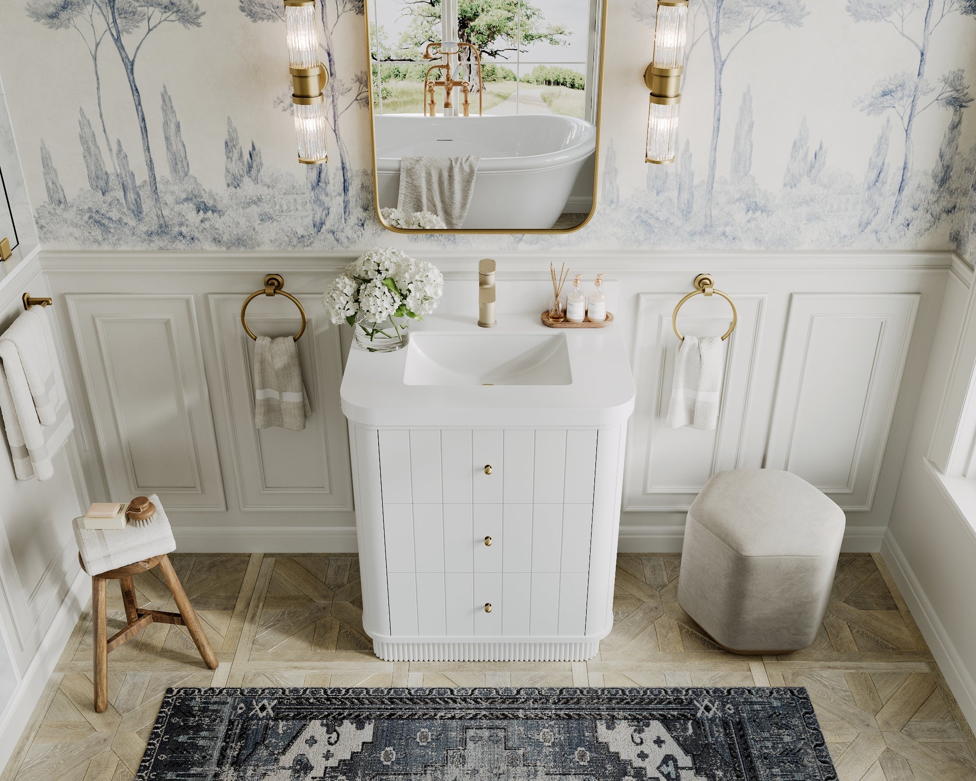 Houston 30 in. W x 22 in. D Free Standing Curved Edge Single Sink Bathroom Vanity - Willow Bath and Vanity