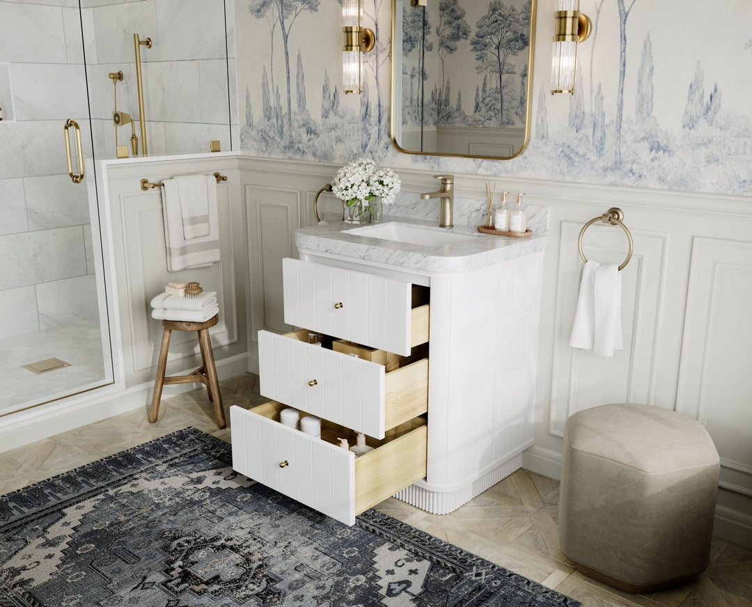 Houston 30 in. W x 22 in. D Free Standing Curved Edge Single Sink Bathroom Vanity - Willow Bath and Vanity