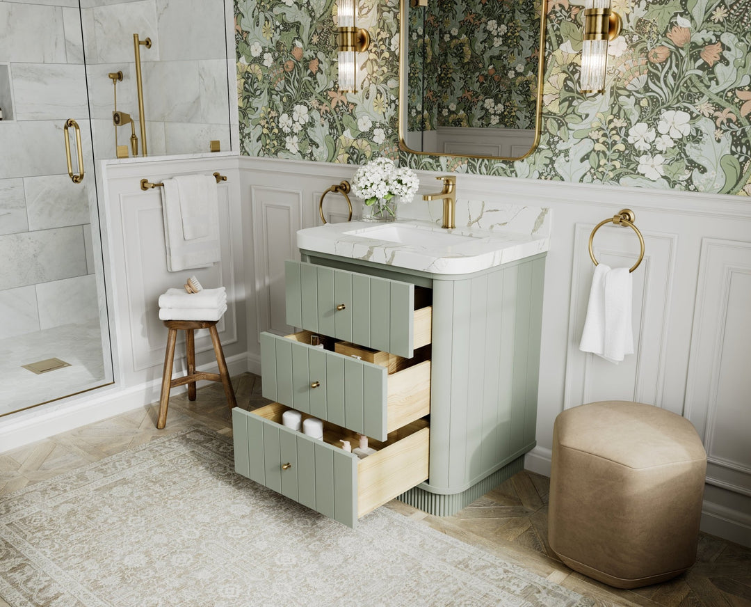Houston 30 in. W x 22 in. D Free Standing Curved Edge Single Sink Bathroom Vanity - Willow Bath and Vanity