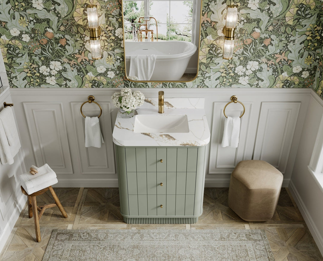 Houston 30 in. W x 22 in. D Free Standing Curved Edge Single Sink Bathroom Vanity - Willow Bath and Vanity