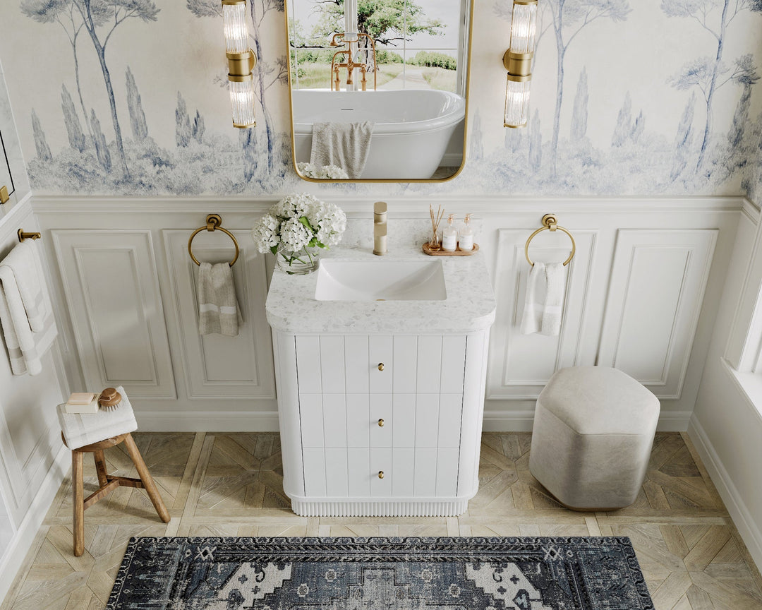 Houston 30 in. W x 22 in. D Free Standing Curved Edge Single Sink Bathroom Vanity - Willow Bath and Vanity