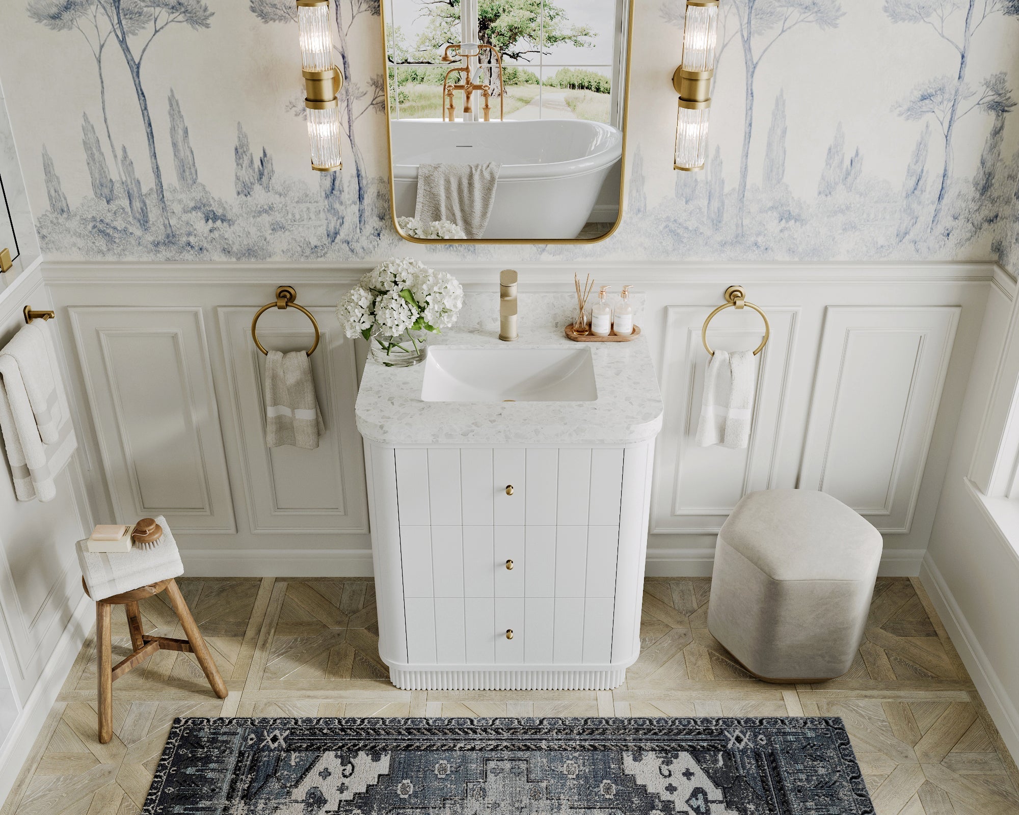 Houston 30 in. W x 22 in. D Free Standing Curved Edge Single Sink Bathroom Vanity - Willow Bath and Vanity