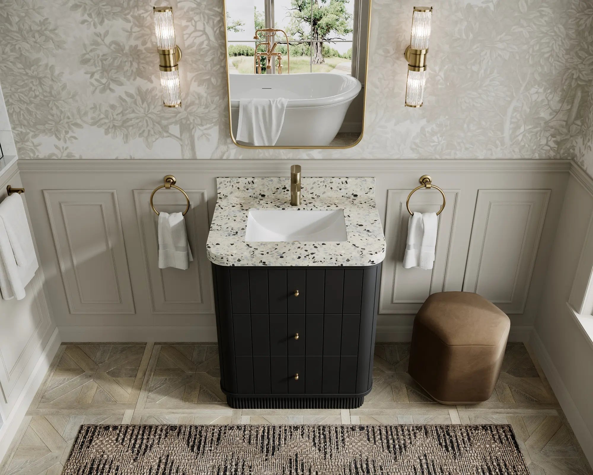 Houston 30 in. W x 22 in. D Free Standing Curved Edge Single Sink Bathroom Vanity - Willow Bath and Vanity
