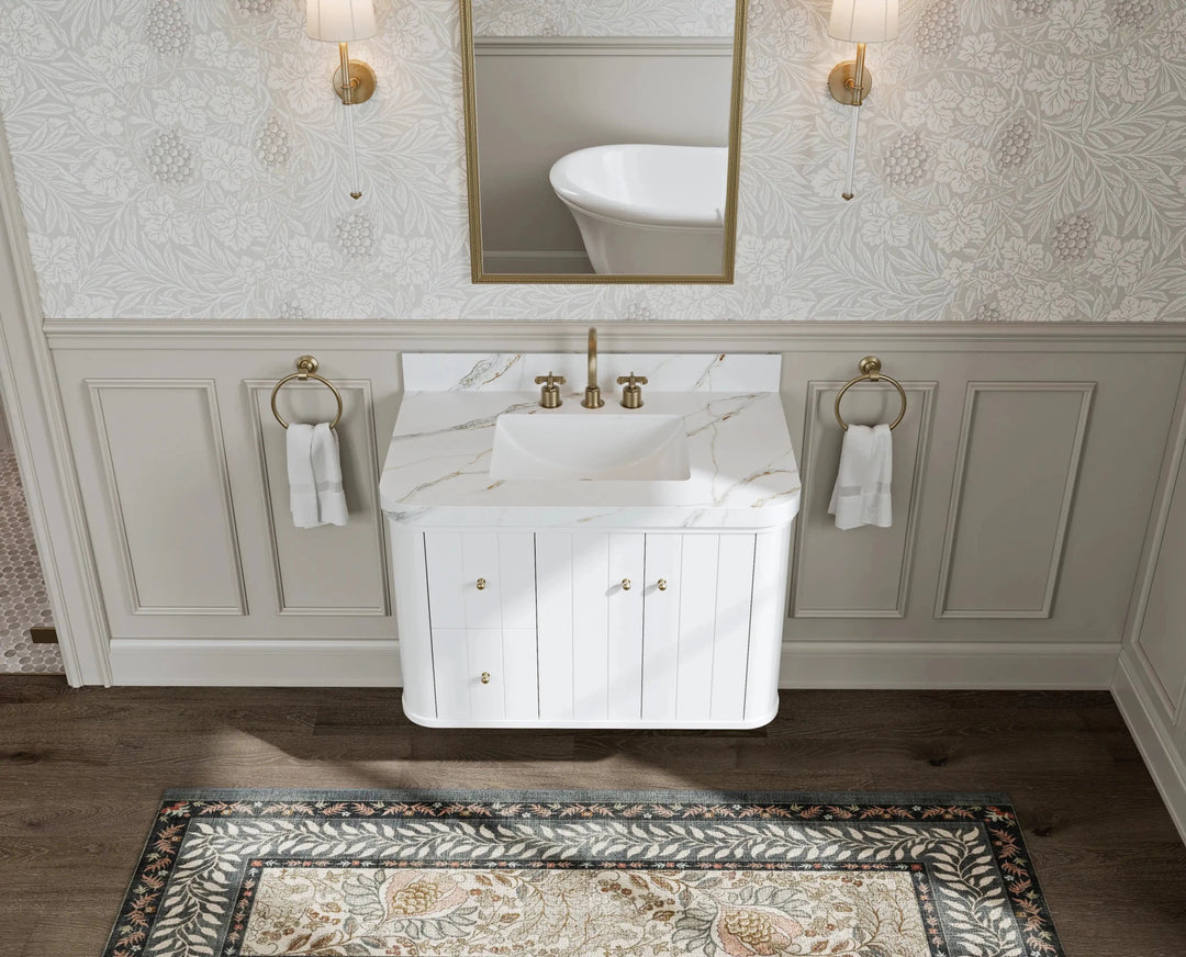 Houston 36 in. W x 22 in. D Floating Bathroom Vanity in Center Sink | 
              
                White
                
                  
             - HOU-FLT-CAB-WH-35R - photo №5
