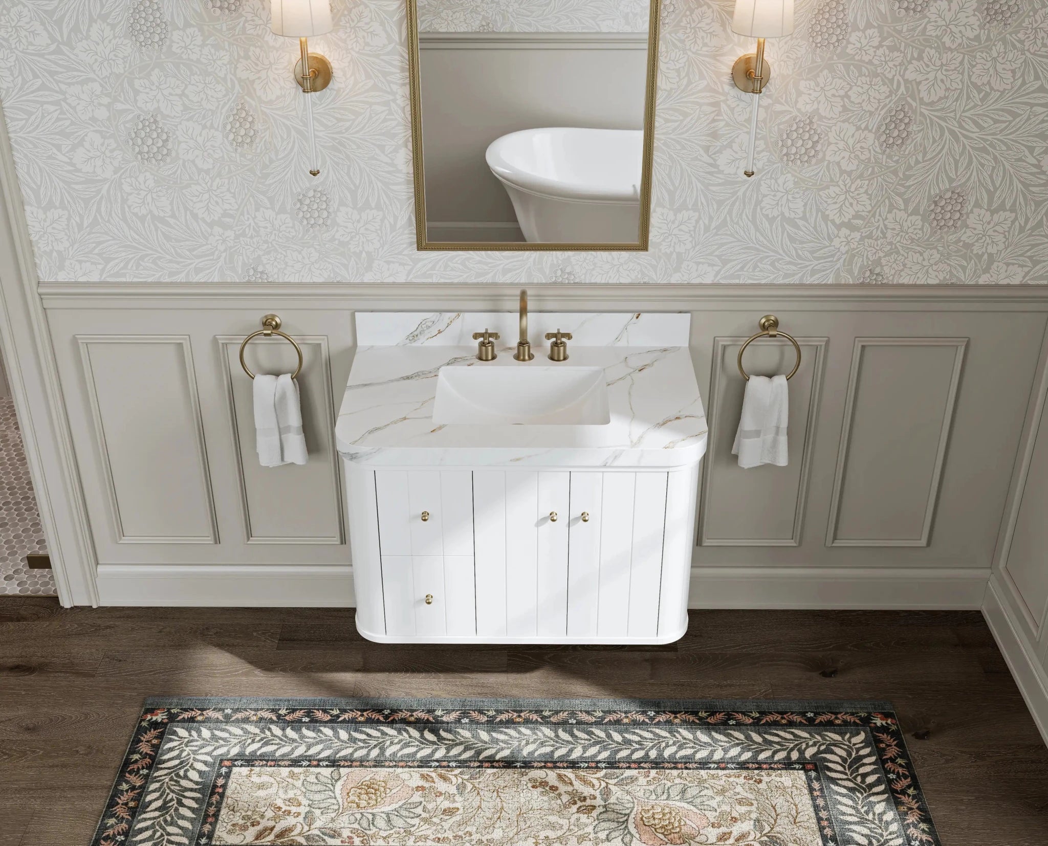 Houston 36 in. W x 22 in. D Floating Bathroom Vanity in Center Sink - Willow Bath and Vanity