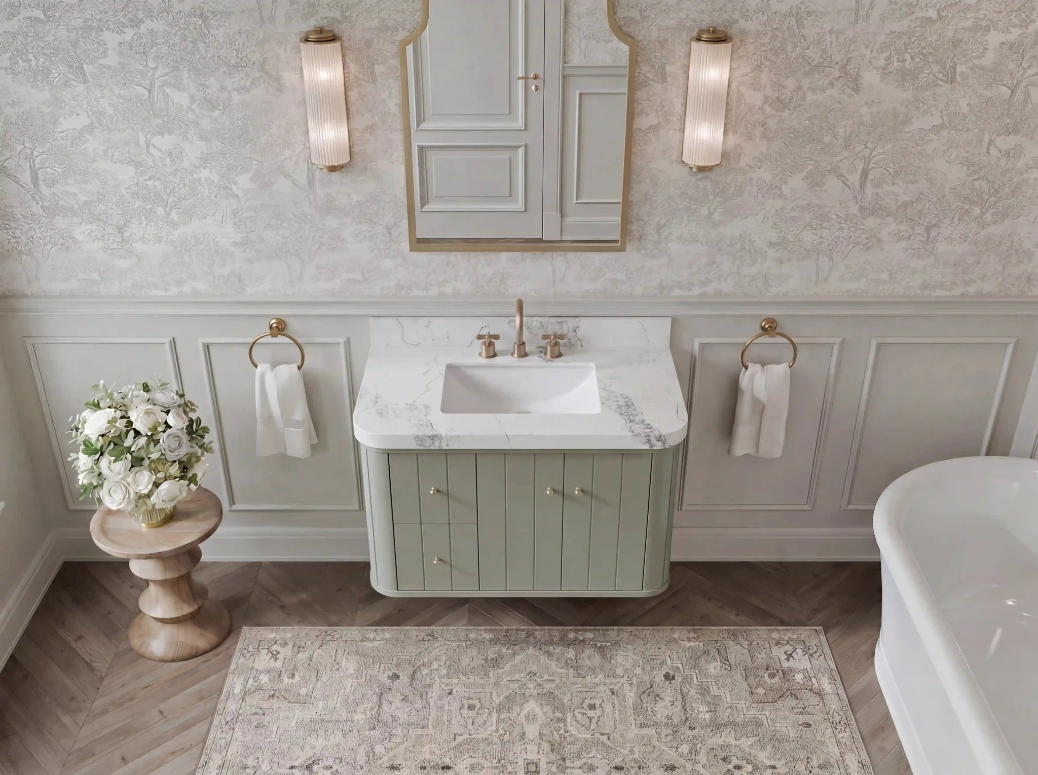 Houston 36 in. W x 22 in. D Floating Bathroom Vanity in Center Sink - Willow Bath and Vanity