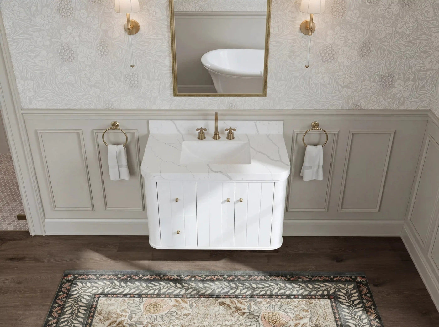 Houston 36 in. W x 22 in. D Floating Bathroom Vanity in Center Sink